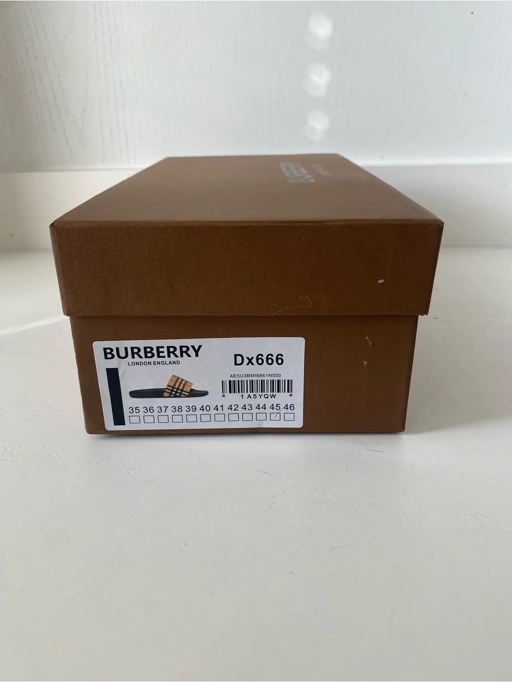 Burberry Beige Check Slide Sandals with Black Footbed